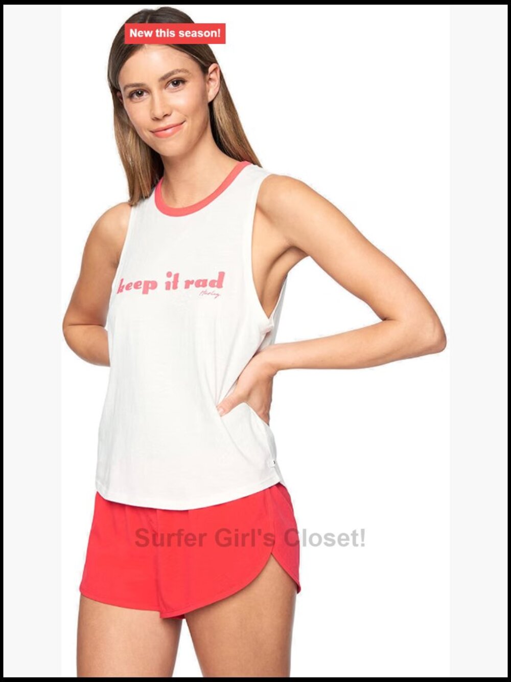 Hurley Women's Slim Fit Cotton Tank Top Sleeveless Scoop Neck